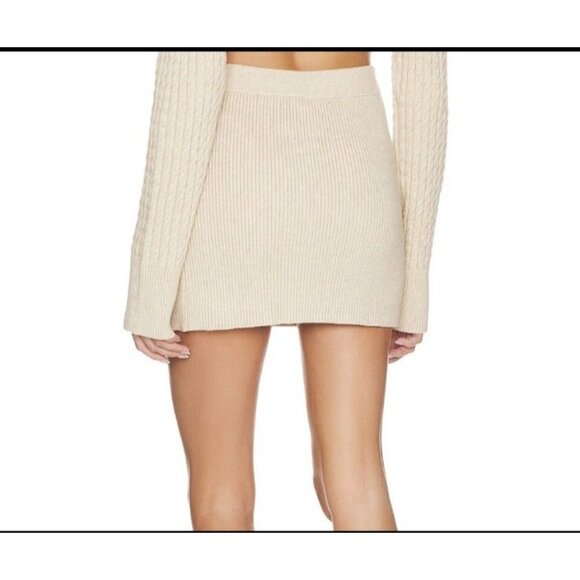 Stitches & Stripes Lilit Mini Skirt Latte Beige pull on Pearl buttons size L New - Picture 3 of 16
